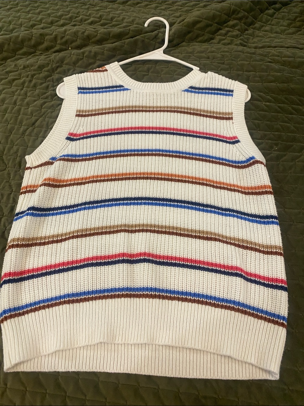 Women's Cream Knit Sleeveless Stripe Top - Multi-Color
